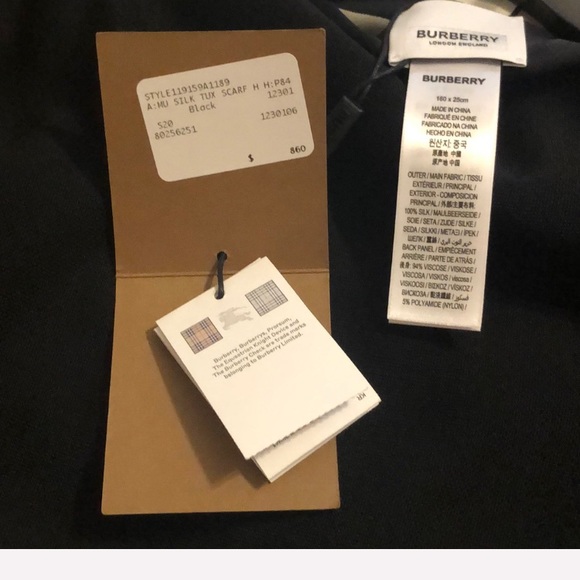 Burberry Black Silk Tux Scarf / Capelet - OS, NWT - Picture 5 of 8